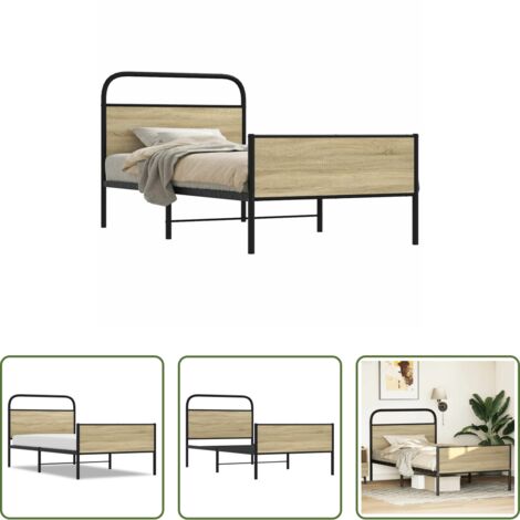 Cama sin colchón - Estructura de cama sin colchón 100x200 cm madera roble Sonoma