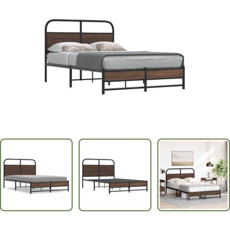 Cama sin colchón -  Estructura de cama sin colchón 120x190 cm madera marrón roble