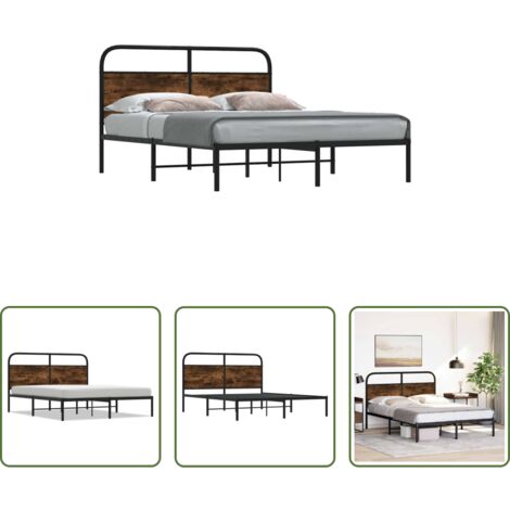 Cama sin colchón -  Estructura de cama sin colchón 120x190 cm madera roble ahumado