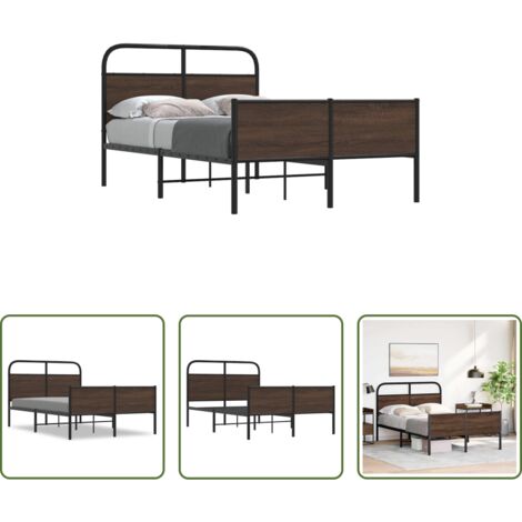 Cama sin colchón -  Estructura de cama sin colchón 140x190 cm madera marrón roble