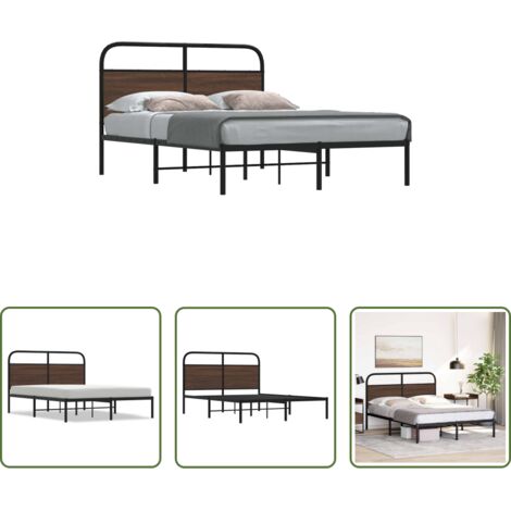 Cama sin colchón -  Estructura de cama sin colchón 140x200 cm madera marrón roble