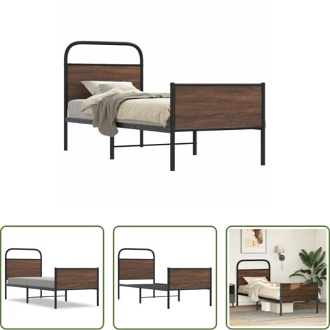 Cama sin colchón -  Estructura de cama sin colchón 75x190 cm madera marrón roble