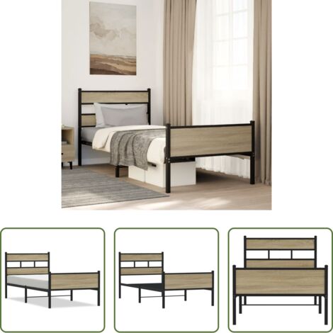 Cama sin colchón -  Estructura de cama sin colchón madera roble Sonoma 100x200 cm