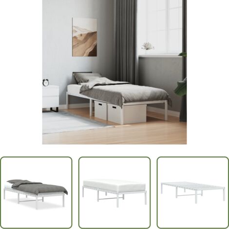Cama sin colchón -  Estructura de cama sin colchón metal blanco 75x190 cm