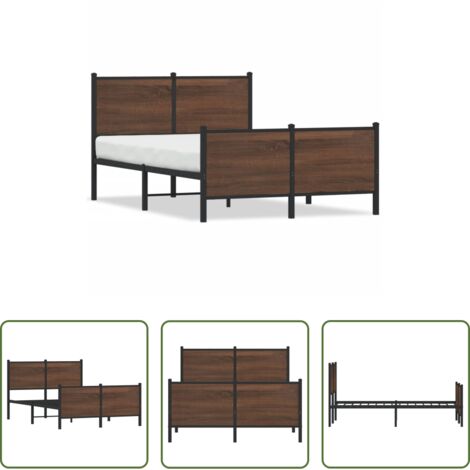 Cama sin colchón -  Estructura de cama sin colchón metal marrón roble 120x190 cm