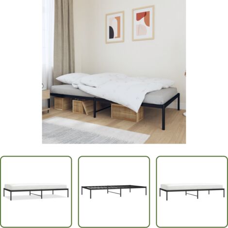 Cama sin colchón -  Estructura de cama sin colchón metal negro 107x203 cm