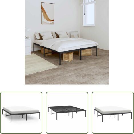 Cama sin colchón -  Estructura de cama sin colchón metal negro 140x190 cm