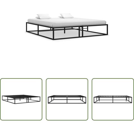 Cama sin colchón -  Estructura de cama sin colchón metal negro 140x200 cm