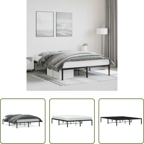 Cama sin colchón -  Estructura de cama sin colchón metal negro 160x200 cm