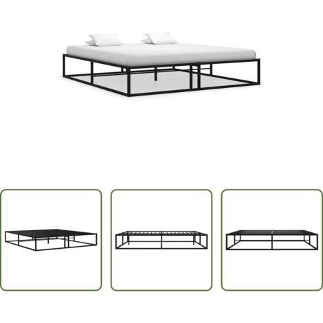 Cama sin colchón -  Estructura de cama sin colchón metal negro 180x200 cm