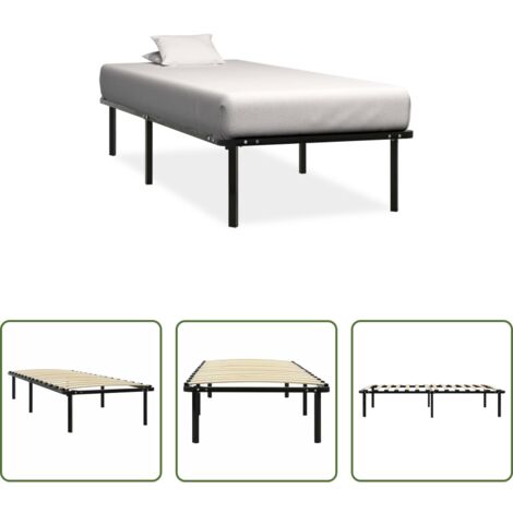 Cama sin colchón -  Estructura de cama sin colchón metal negro 90x200 cm
