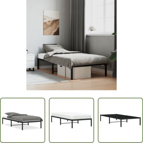 Cama sin colchón -  Estructura de cama sin colchón metal negro 90x200 cm