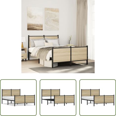 Cama sin colchón -  Estructura de cama sin colchón metal roble Sonoma 120x190 cm