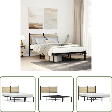 Cama sin colchón -  Estructura de cama sin colchón metal roble Sonoma 120x200 cm