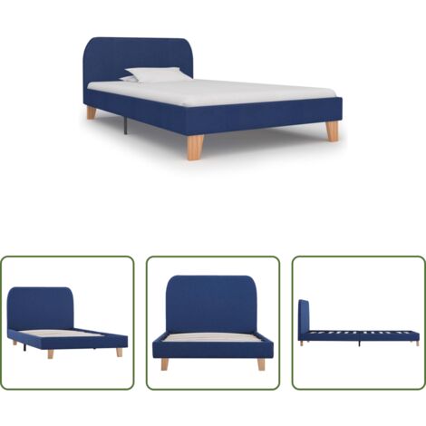 Cama sin colchón -  Estructura de cama sin colchón tela azul 90x200 cm