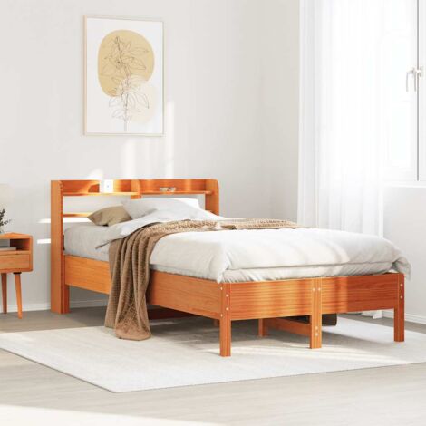 Cama sin colchón madera maciza de pino marrón cera 100x200 cm vidaXL