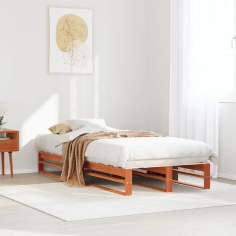 Cama sin colchón madera maciza de pino marrón cera 100x200 cm vidaXL