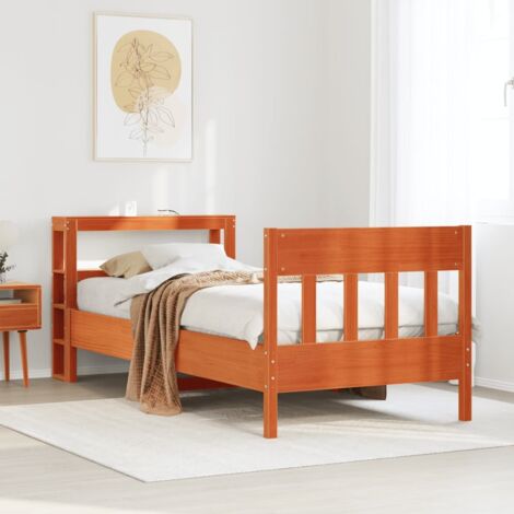 Cama sin colchón madera maciza de pino marrón cera 100x200 cm vidaXL