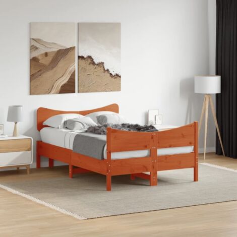 Cama sin colchón madera maciza de pino marrón cera 120x200 cm vidaXL