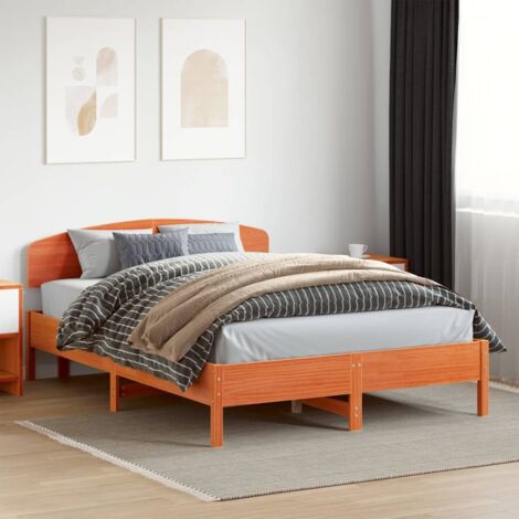 Cama sin colchón madera maciza de pino marrón cera 120x200 cm vidaXL