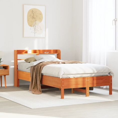 Cama sin colchón madera maciza de pino marrón cera 120x200 cm vidaXL