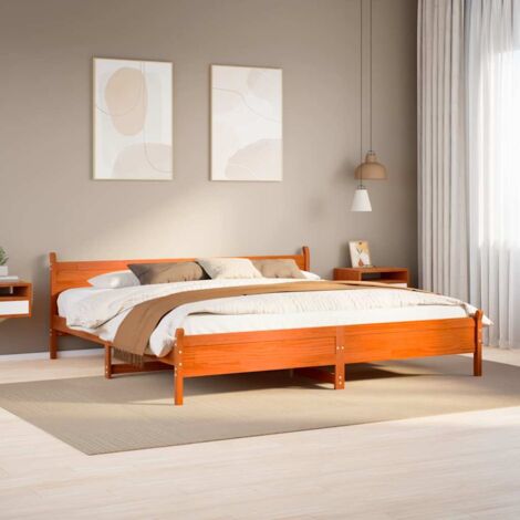 Cama sin colchón madera maciza de pino marrón cera 200x200 cm vidaXL