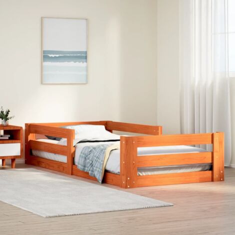 Cama sin colchón madera maciza de pino marrón cera 70x140 cm vidaXL
