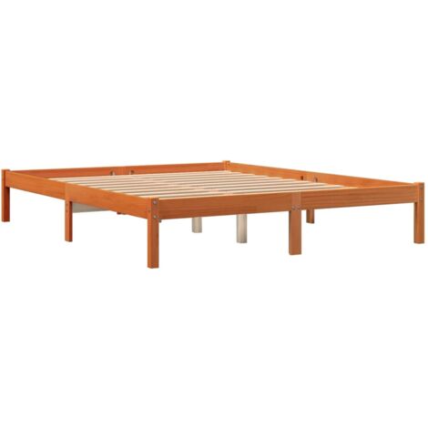 Cama sin colchón madera maciza pino marrón cera 150x200 cm vidaXL