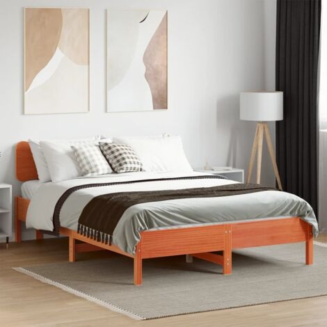 Cama sin colchón madera maciza pino marrón cera 150x200 cm vidaXL