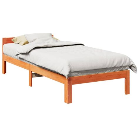 Cama sin colchón madera maciza pino marrón cera 80x200 cm vidaXL