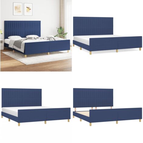Cama sin colchón tela azul 180x200 cm - Cama azul - Cabecero de cama