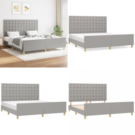 Cama sin colchón tela gris claro 160x200 cm - Cabecero de cama - Cama de tela