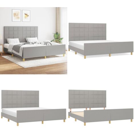Cama sin colchón tela gris claro 160x200 cm - Cabecero de cama - Cama de tela