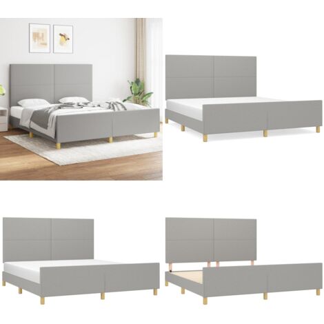 Cama sin colchón tela gris claro 180x200 cm - Cama con cabecero - Cama gris claro