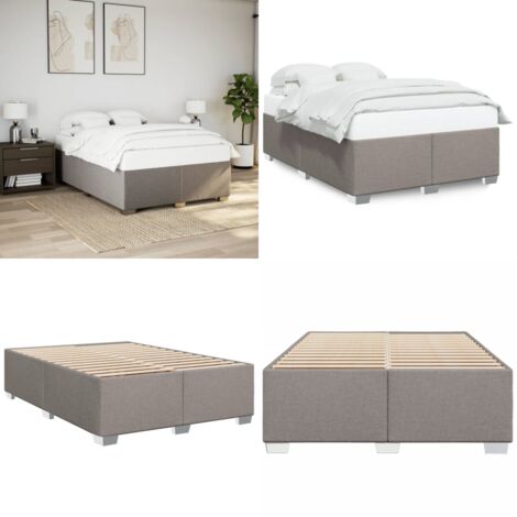 Cama sin colchón tela gris taupe 140x190 cm - Cama gris - Cama tela