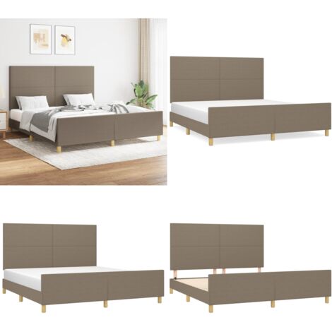 Cama sin colchón tela gris taupe 160x200 cm - Cabecero de cama - Cama gris