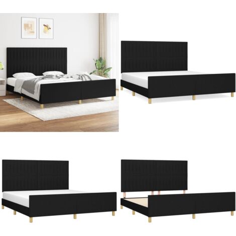 Cama sin colchón tela negro 180x200 cm - Cama con cabecero - Cama de tela