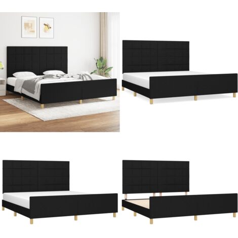 Cama sin colchón tela negro 180x200 cm - Cama con cabecero - Cama de tela