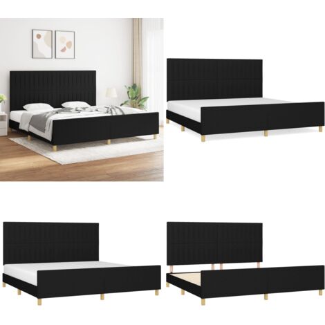Cama sin colchón tela negro 200x200 cm - Cama con cabecero - Cama de tela