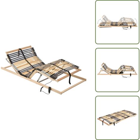 Cama sin colchón - vidaXL Cama somier eléctrico de láminas sin colchón 7 zonas 90x200 cm - Somier 7 zonas