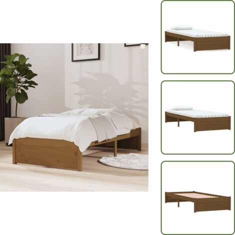 Cama sin colchón - vidaXL Estructura cama sin colchón madera maciza marrón miel 75x190 cm - Madera maciza