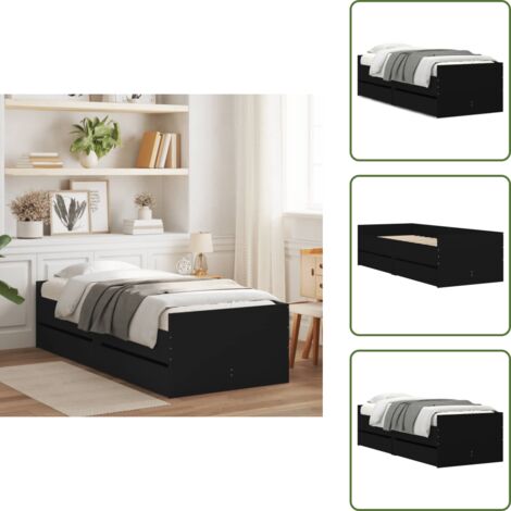Cama sin colchón - vidaXL Estructura de cama individual sin colchón negro 75x190 cm - Cama de madera