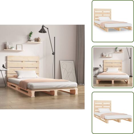 Cama sin colchón - vidaXL Estructura de cama sin colchón madera maciza de pino 90x200 cm - Cama de madera maciza