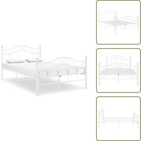Cama sin colchón - vidaXL Estructura de cama sin colchón metal blanco 120x200 cm - Cama de metal blanco