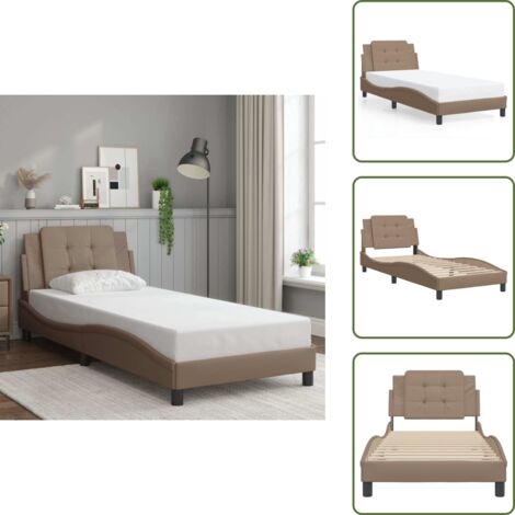 Cama sin colchón - vidaXL Estructura de cama sin colchón Zadar cuero sintético capuchino 100x200cm - Cama con cabecero acolchado