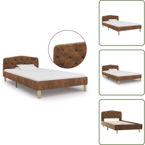 Cama sintética - vidaXL Estructura cama sin colchón piel ante sintética marrón 90x200cm - Cama marrón
