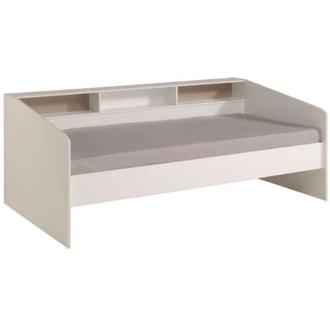 Cama Style juvenil color blanco 3 estantes personalizables habitación dormitorio juvenil 82x203x113 cm