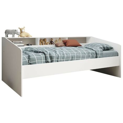 Cama Style juvenil color blanco 3 estantes personalizables habitación dormitorio juvenil 82x203x113 cm