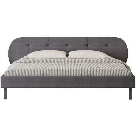 Cama tapizada 160x200cm gris con cabecero y somier TULSA