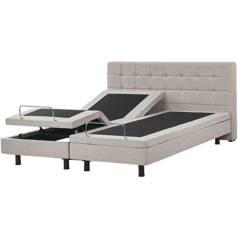 

Cama tapizada beige ajustable eléctricamente 180x200 cm DUKE
